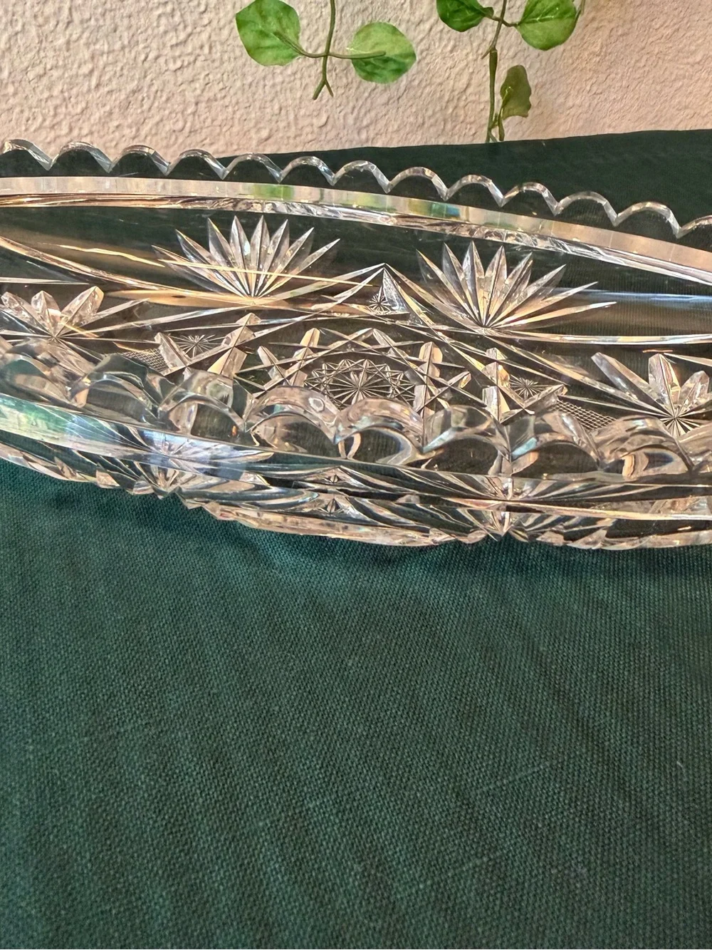Crystal cut glass oval dish, American Brilliant Period (ABP) 10.5 x 4.3 x 1.5 in